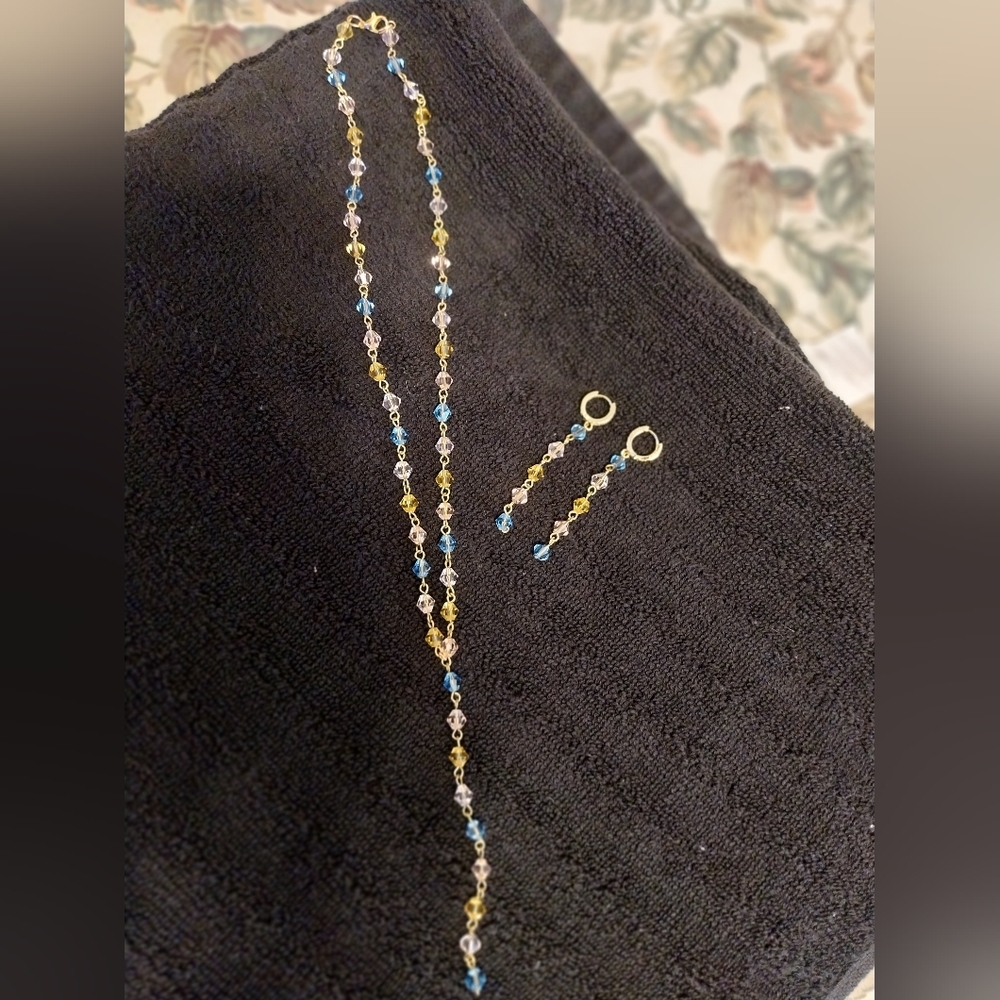 Elegant Gold and Blue Drop Earrings